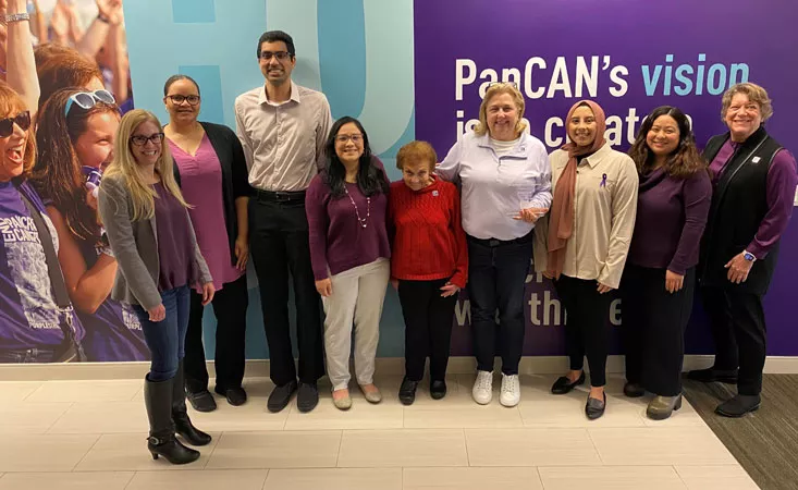 Lisa Kulok, Carol’s best friend Nancy, and proud members of the PanCAN Patient Services team standing and posing for a picture.